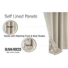 Olivia Rocco Diamante Blackout Eyelet Curtains with Tie Backs, Natural