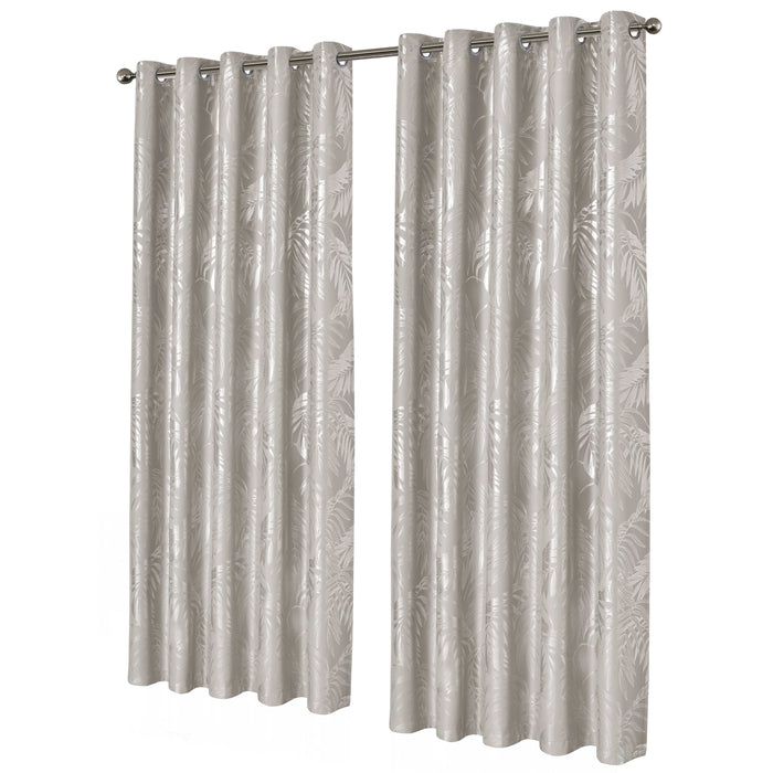 Olivia Rocco Leaf Sparkle Blackout Eyelet Curtains, Natural, Natural