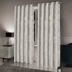 Olivia Rocco Leaf Sparkle Blackout Eyelet Curtains, Natural