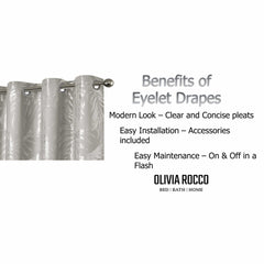 Olivia Rocco Leaf Sparkle Blackout Eyelet Curtains, Natural