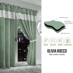 Olivia Rocco Diamante Blackout Eyelet Curtains, Tie Backs, Sage Green