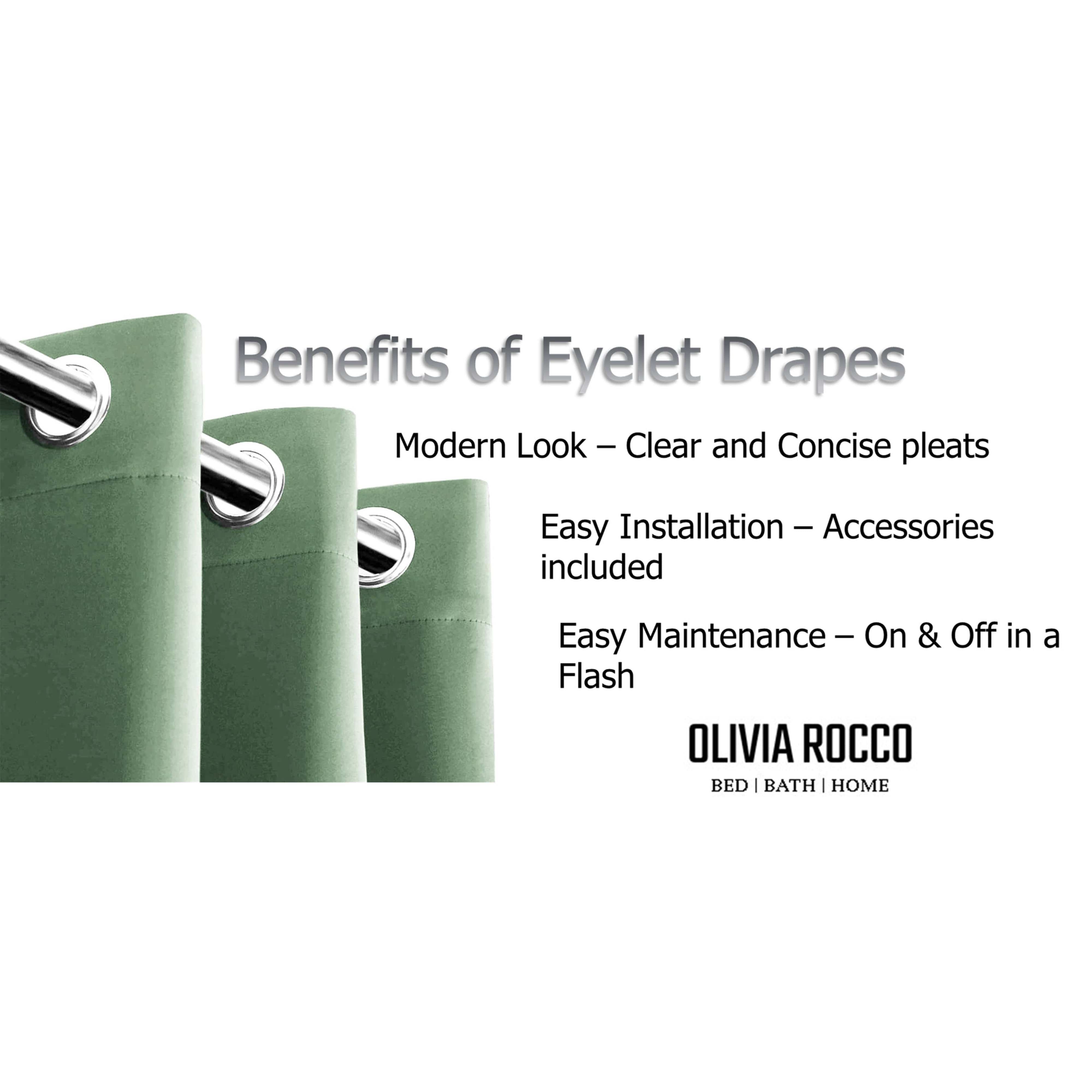 Olivia Rocco Diamante Blackout Eyelet Curtains, Tie Backs, Sage Green