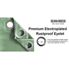 Olivia Rocco Diamante Blackout Eyelet Curtains, Tie Backs, Sage Green