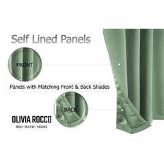 Olivia Rocco Diamante Blackout Eyelet Curtains, Tie Backs, Sage Green