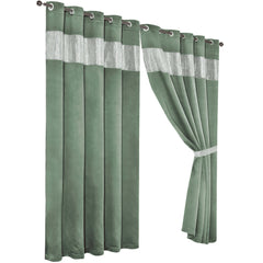 Olivia Rocco Diamante Blackout Eyelet Curtains, Tie Backs, Sage Green