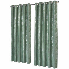 Olivia Rocco Leaf Sparkle Blackout Eyelet Curtains, Sage Green