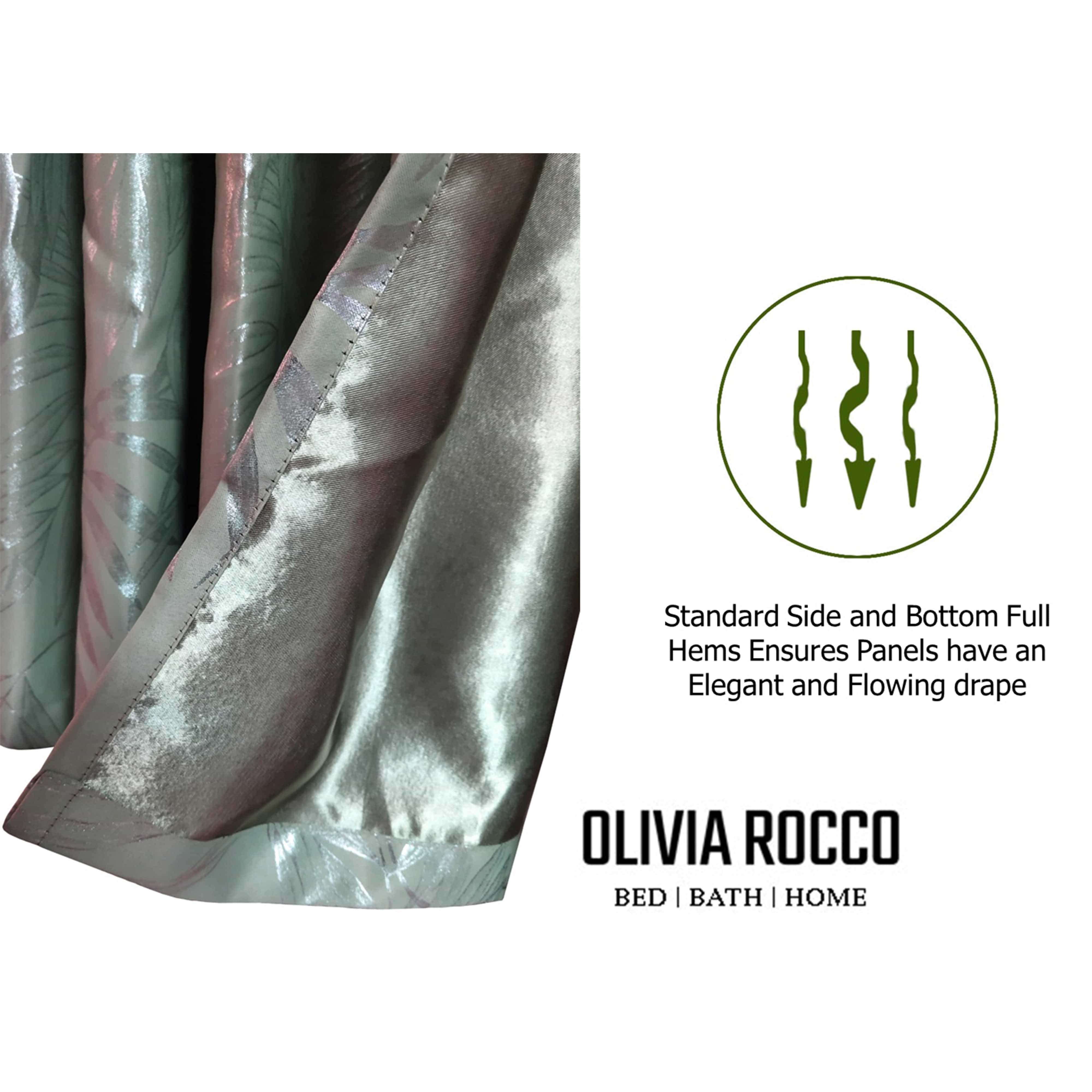 Olivia Rocco Leaf Sparkle Blackout Eyelet Curtains, Sage Green