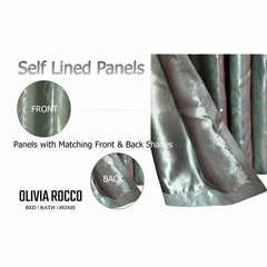 Olivia Rocco Leaf Sparkle Blackout Eyelet Curtains, Sage Green