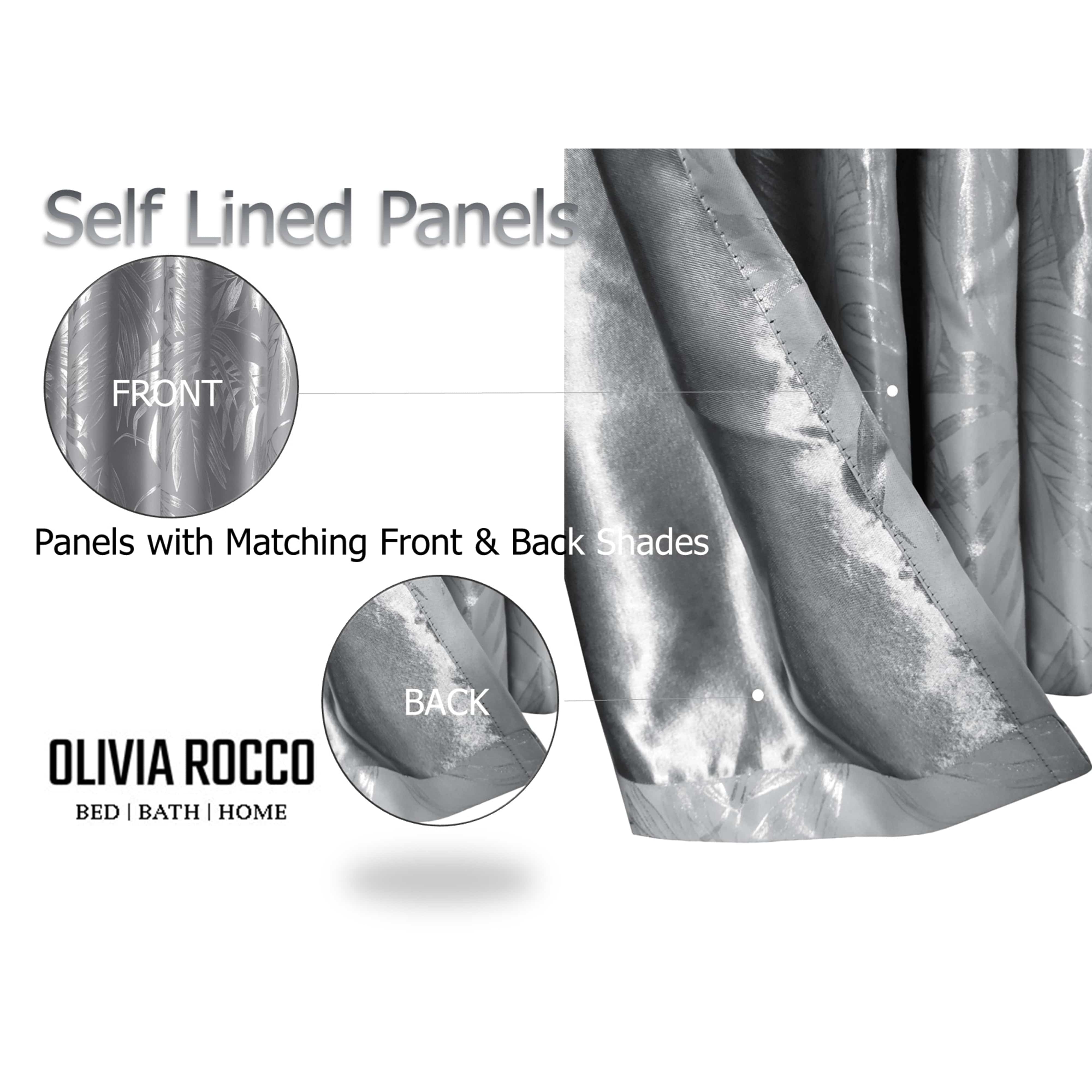 Olivia Rocco Leaf Sparkle Blackout Eyelet Curtains, Silver