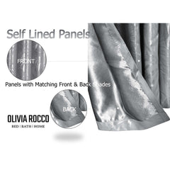 Olivia Rocco Leaf Sparkle Blackout Eyelet Curtains, Silver