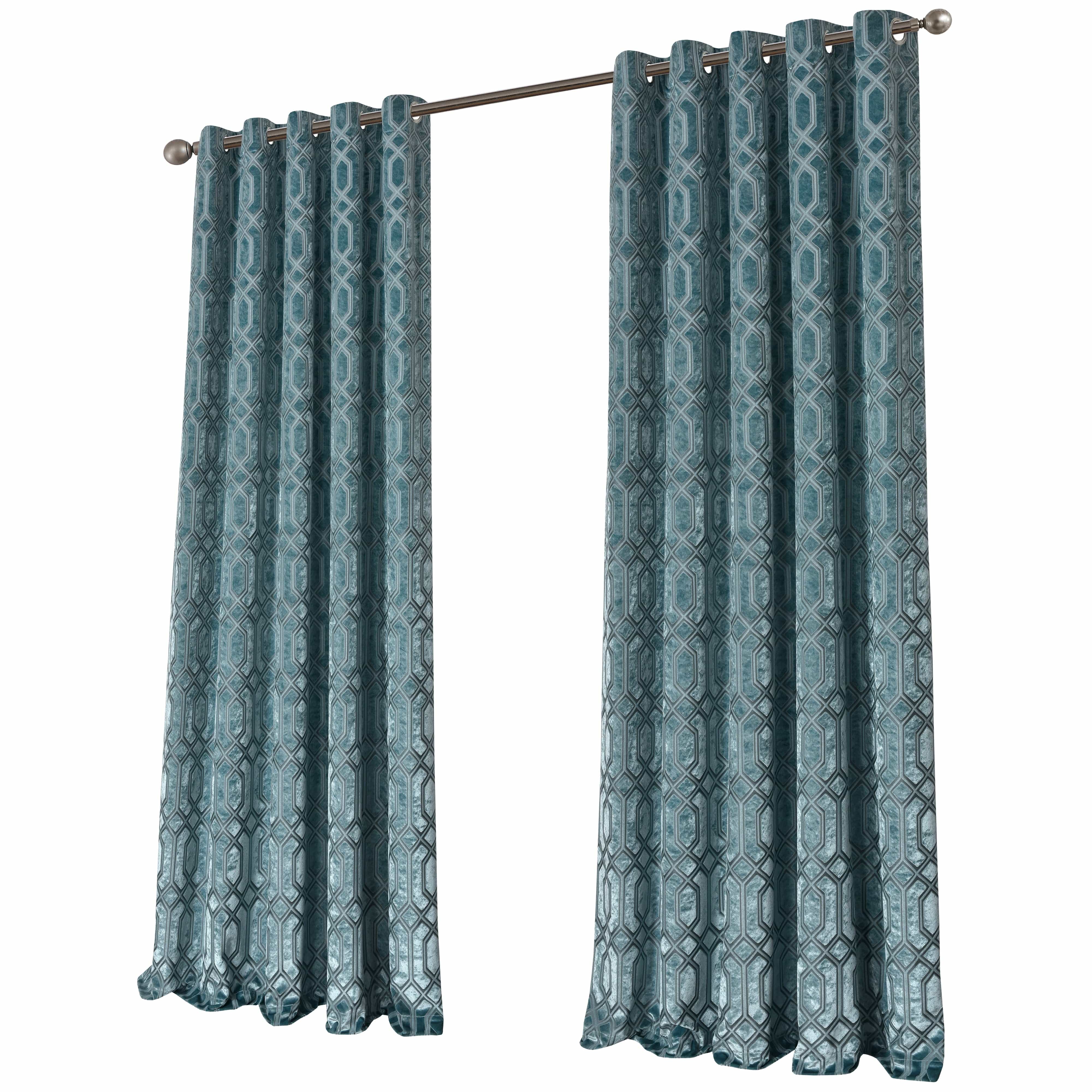 Olivia Rocco Luxe Geo Velvet Eyelet Curtains, Teal, Thermal Lined