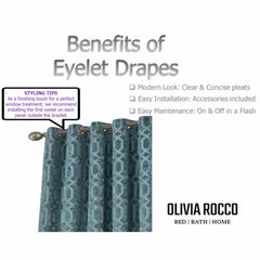 Olivia Rocco Luxe Geo Velvet Eyelet Curtains, Teal, Thermal Lined