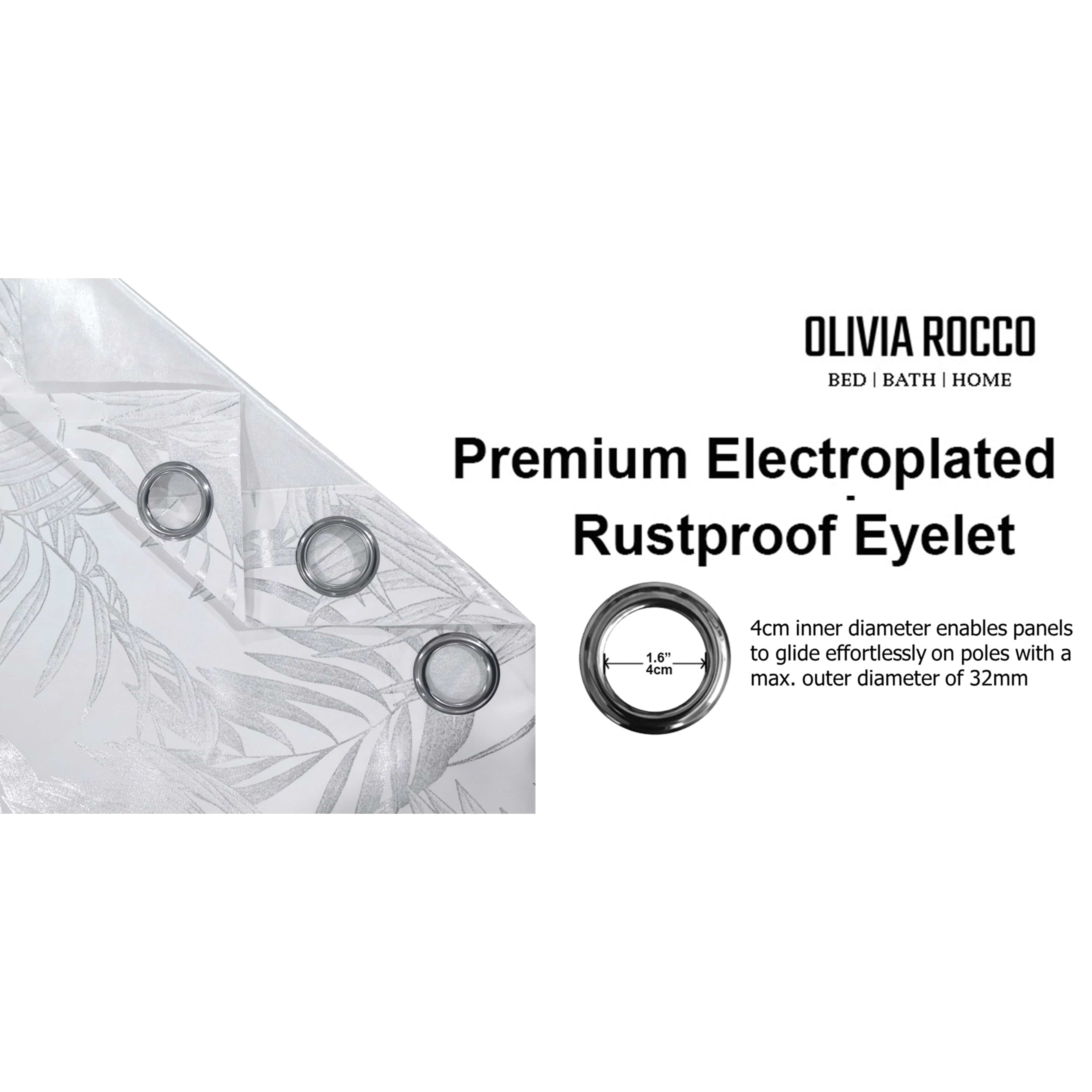 Olivia Rocco Leaf Sparkle Blackout Eyelet Curtains, White