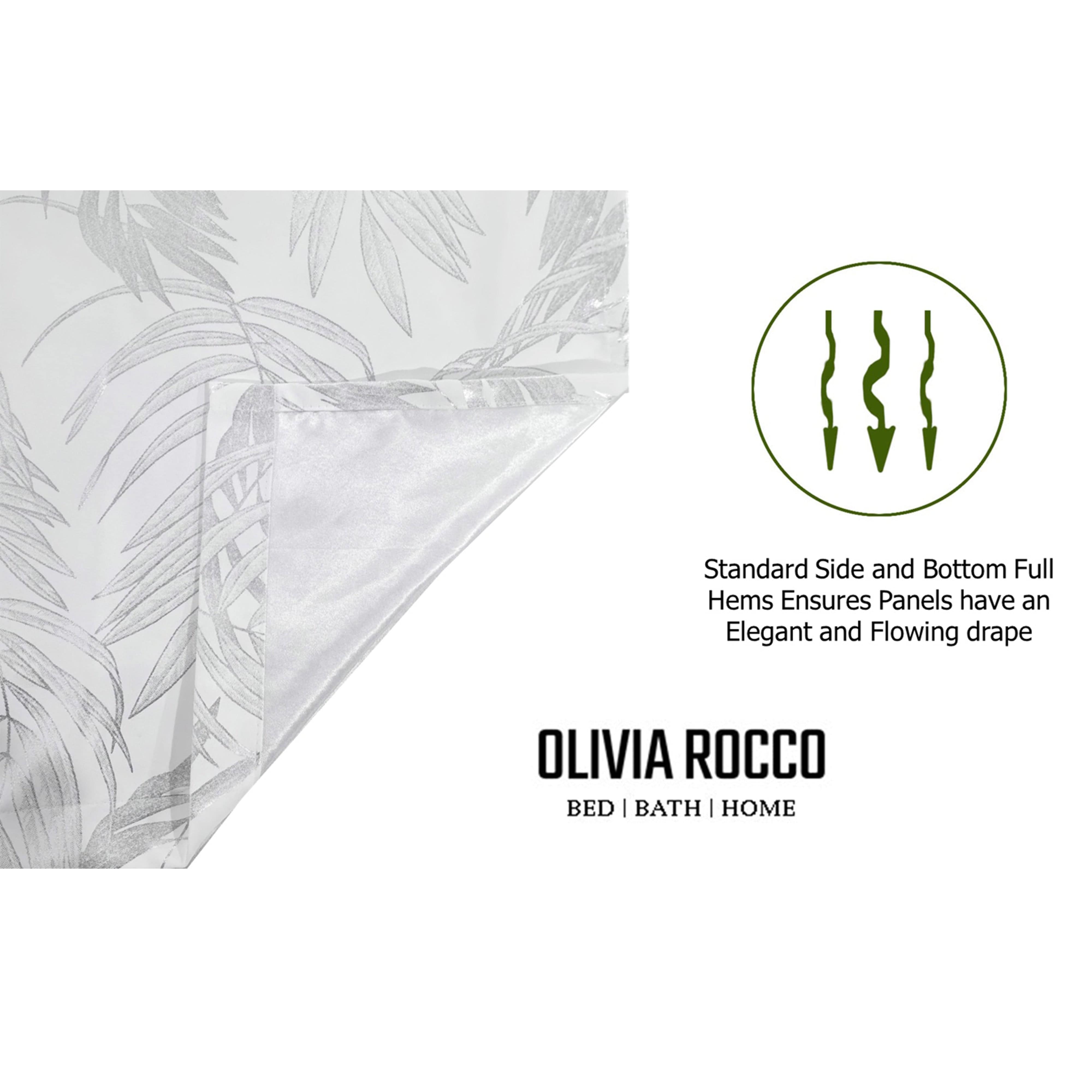 Olivia Rocco Leaf Sparkle Blackout Eyelet Curtains, White