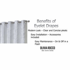 Olivia Rocco Leaf Sparkle Blackout Eyelet Curtains, White