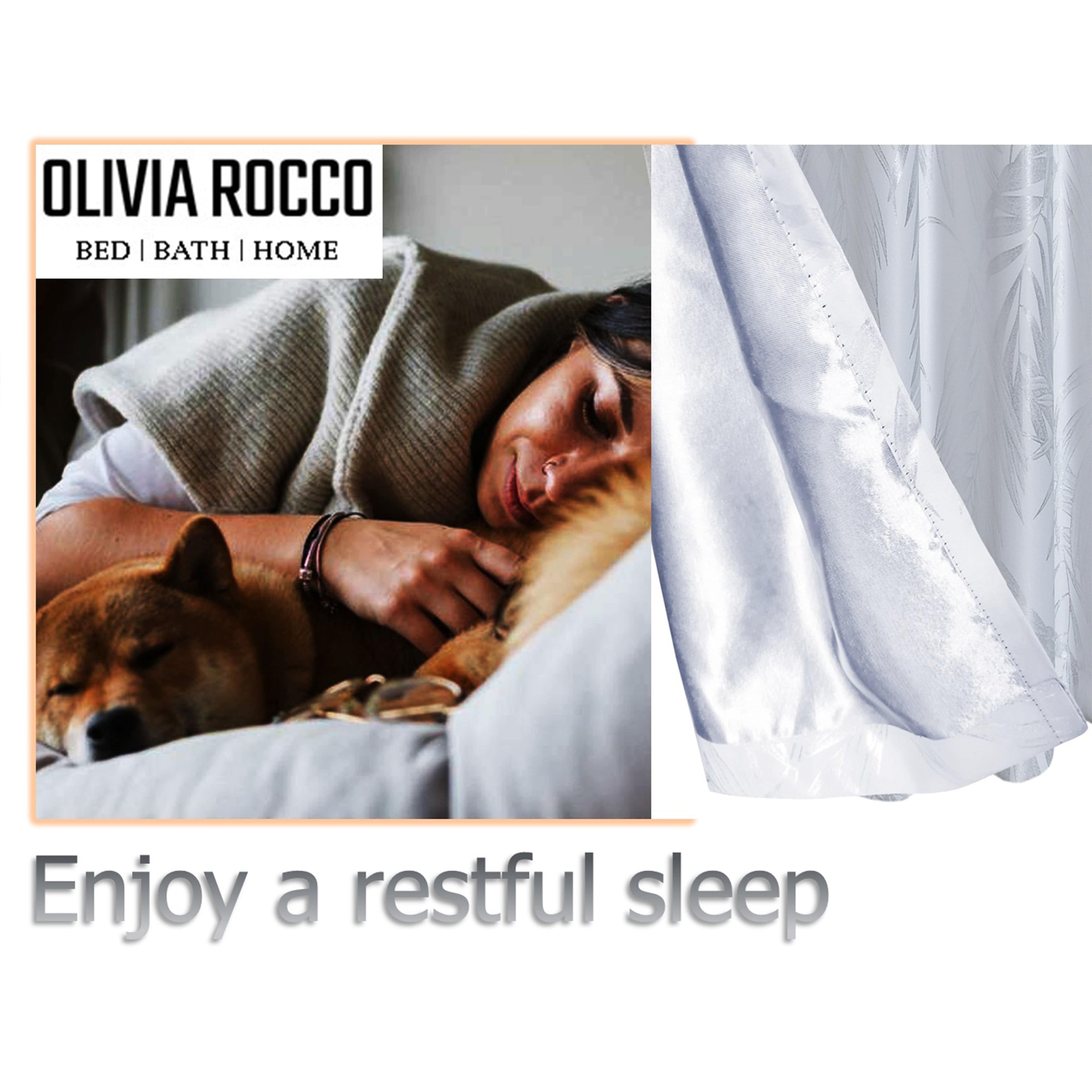 Olivia Rocco Leaf Sparkle Blackout Eyelet Curtains, White