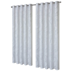 Olivia Rocco Leaf Sparkle Blackout Eyelet Curtains, White