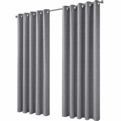 Olivia Rocco Paris Grey Jacquard Eyelet Curtains, Pair, Thermal Lined