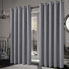 Olivia Rocco Paris Grey Jacquard Eyelet Curtains, Pair, Thermal Lined