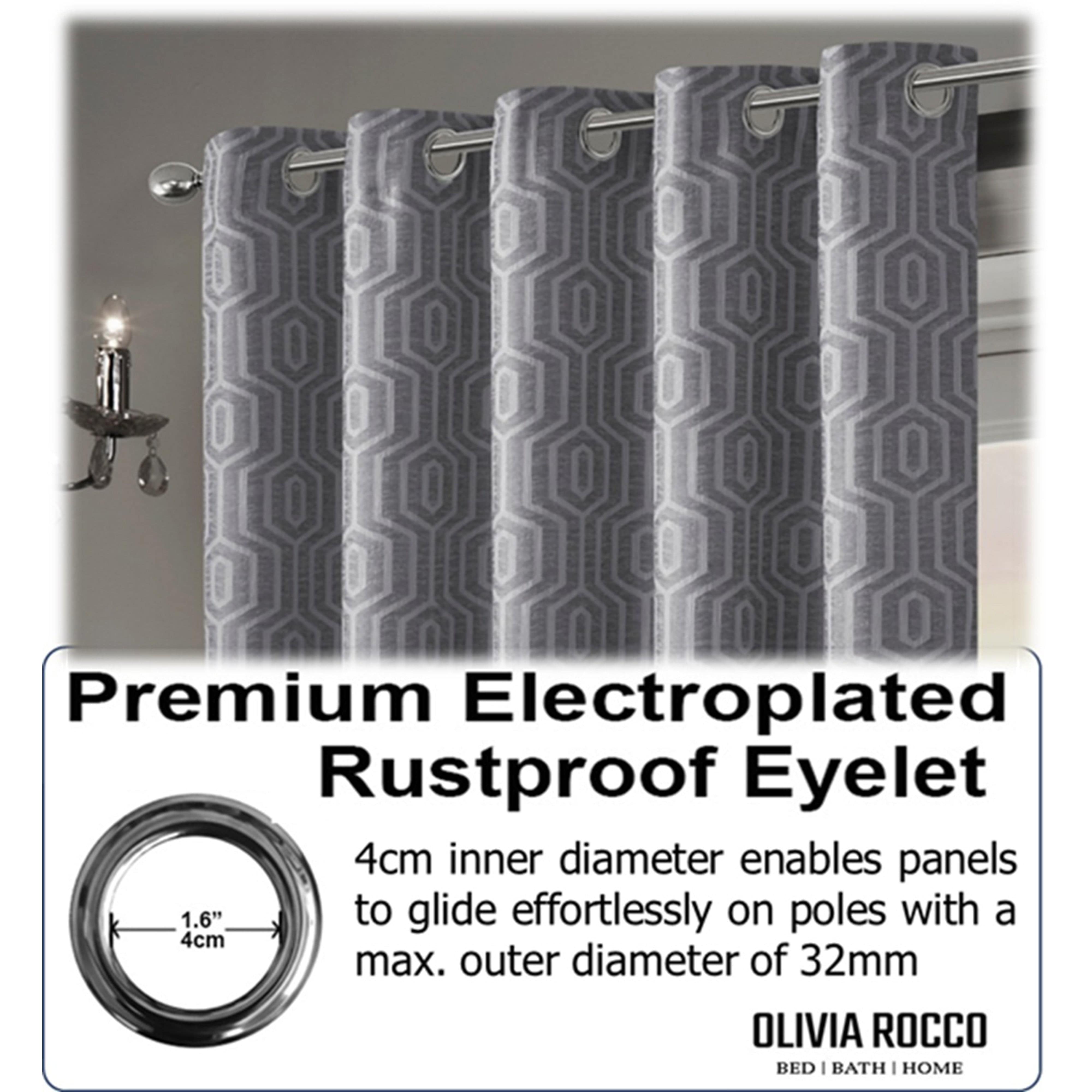 Olivia Rocco Paris Grey Jacquard Eyelet Curtains, Pair, Thermal Lined