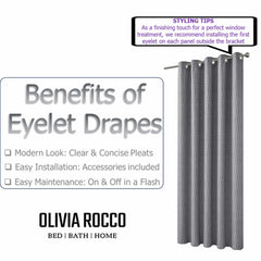 Olivia Rocco Paris Grey Jacquard Eyelet Curtains, Pair, Thermal Lined