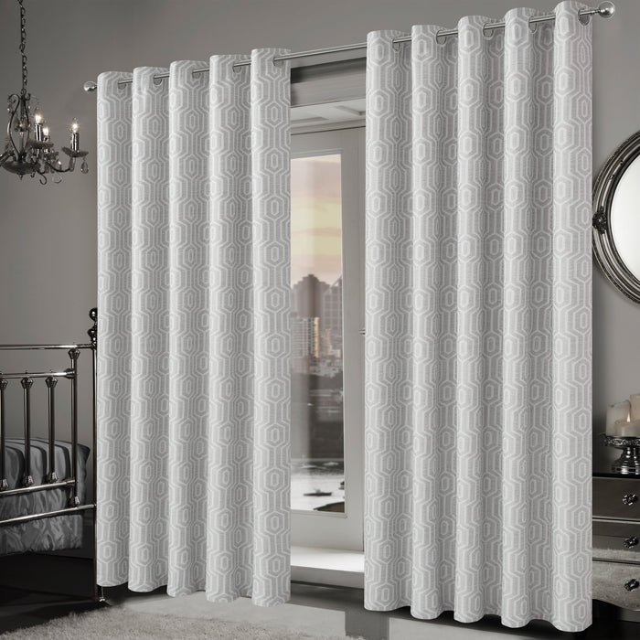 Olivia Rocco Paris Natural Jacquard Eyelet Curtains, Pair, Lined, image 2