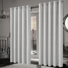 Olivia Rocco Paris Natural Jacquard Eyelet Curtains, Pair, Lined