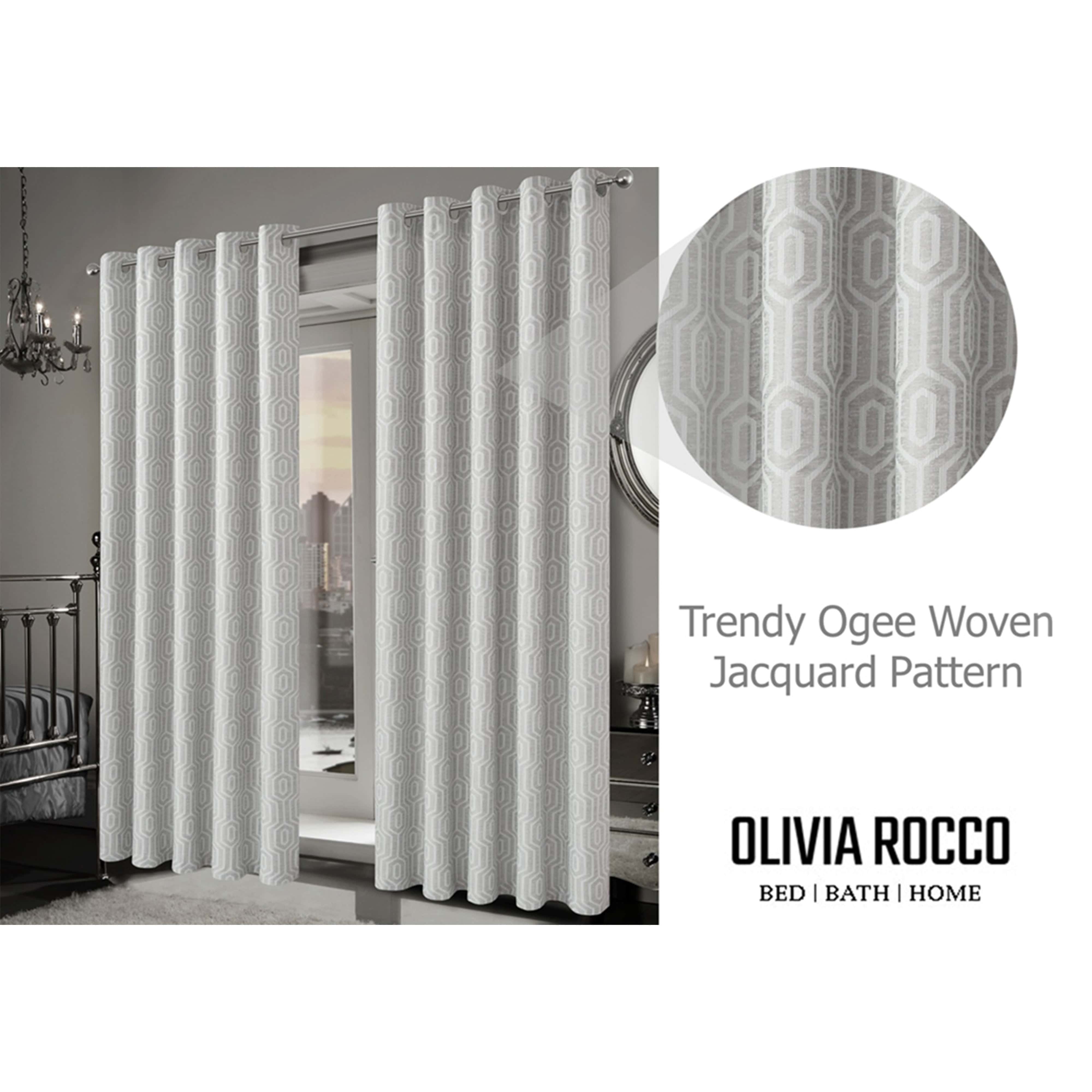 Olivia Rocco Paris Natural Jacquard Eyelet Curtains, Pair, Lined