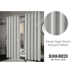 Olivia Rocco Paris Natural Jacquard Eyelet Curtains, Pair, Lined