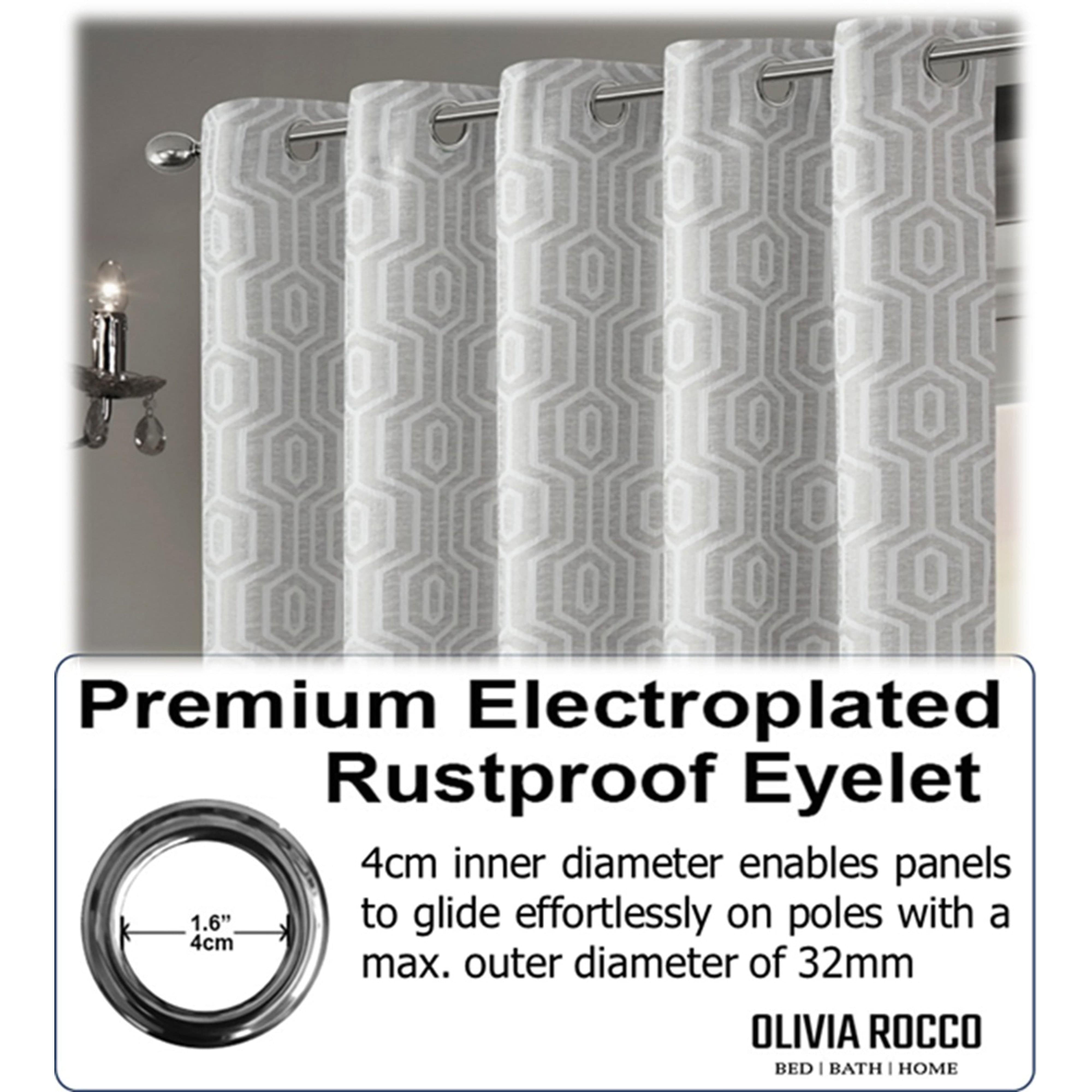 Olivia Rocco Paris Natural Jacquard Eyelet Curtains, Pair, Lined