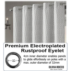 Olivia Rocco Paris Natural Jacquard Eyelet Curtains, Pair, Lined