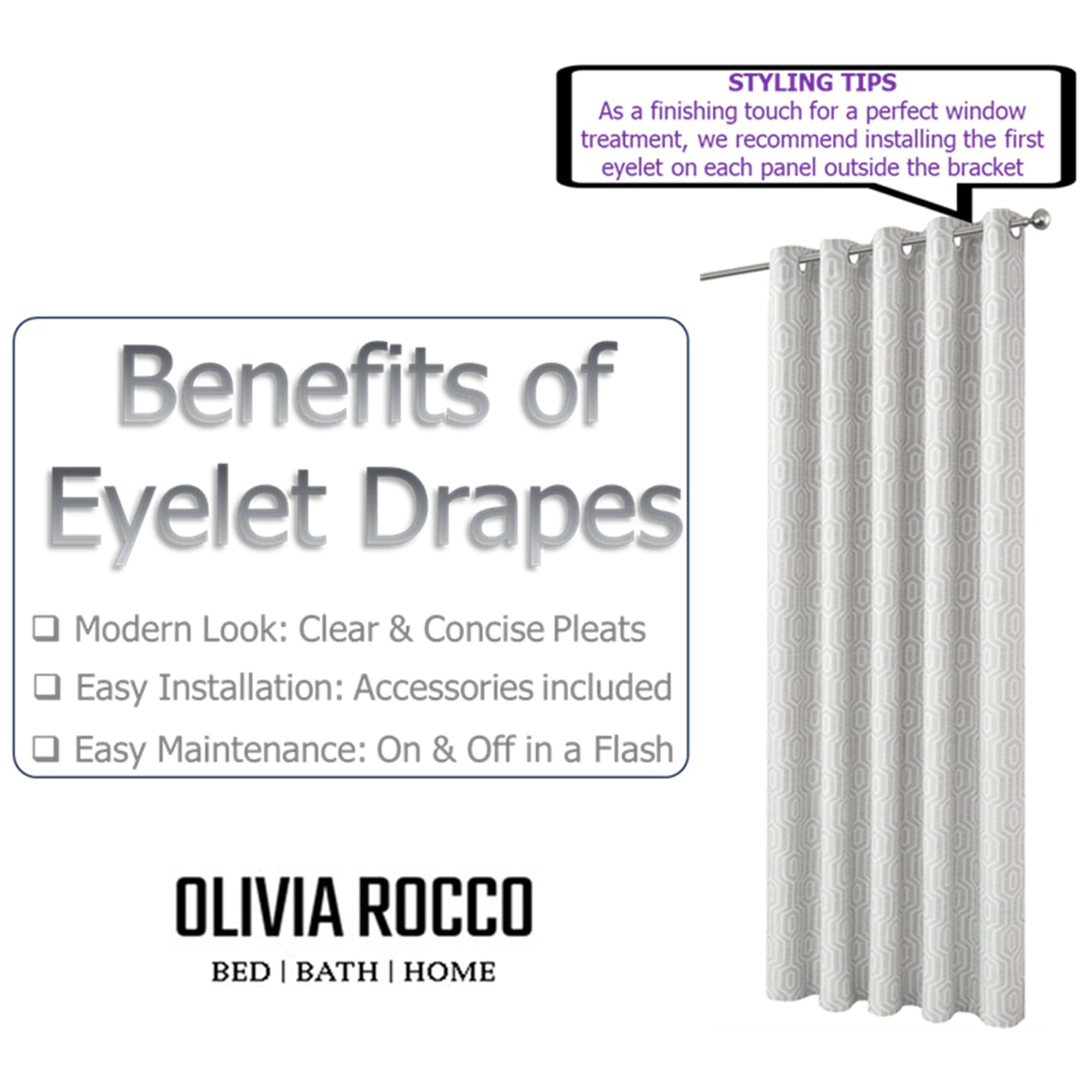 Olivia Rocco Paris Natural Jacquard Eyelet Curtains, Pair, Lined