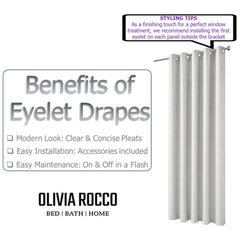 Olivia Rocco Paris Natural Jacquard Eyelet Curtains, Pair, Lined