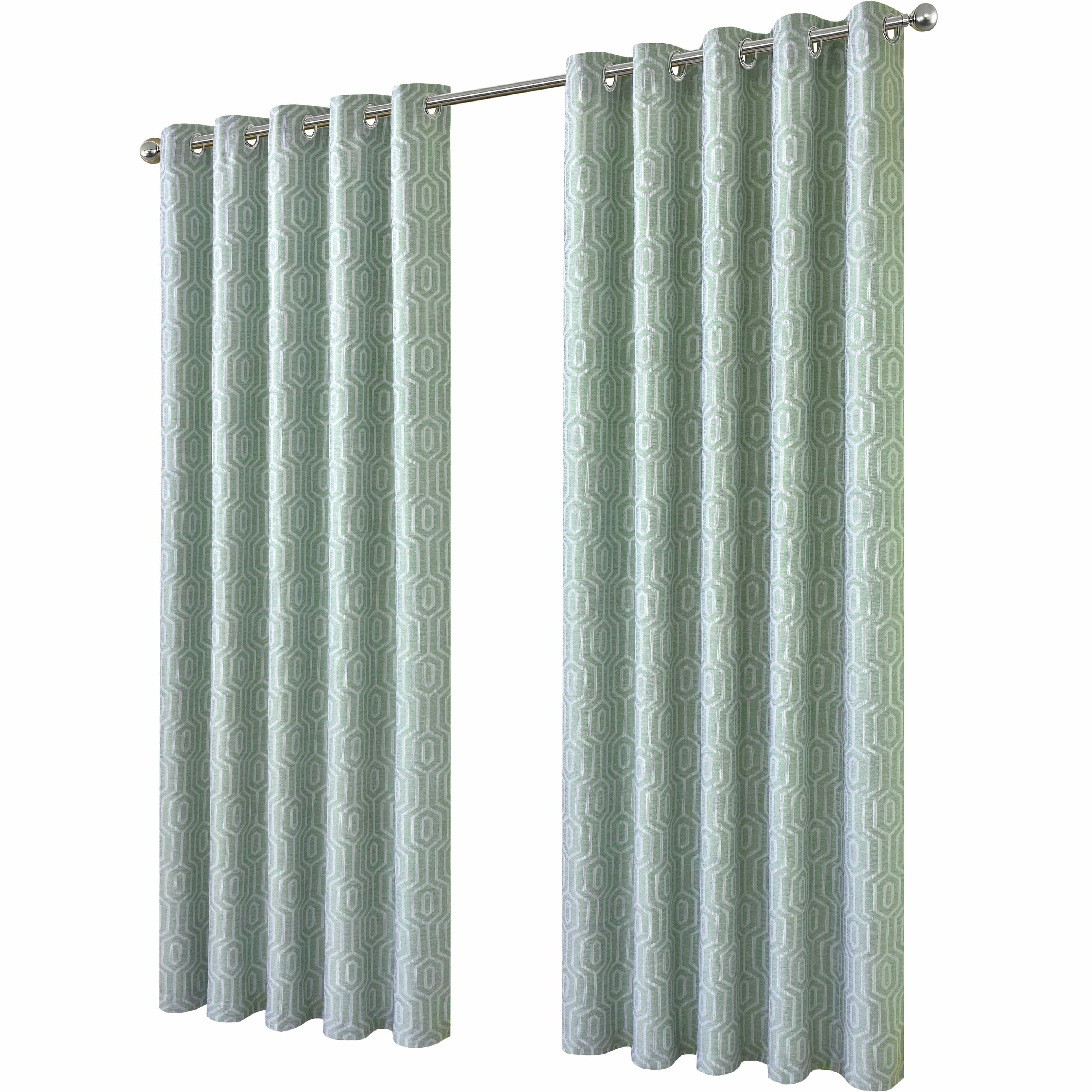 Olivia Rocco Paris Sage Green Jacquard Eyelet Curtains, Pair, Lined