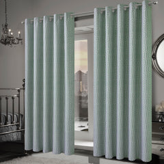 Olivia Rocco Paris Sage Green Jacquard Eyelet Curtains, Pair, Lined