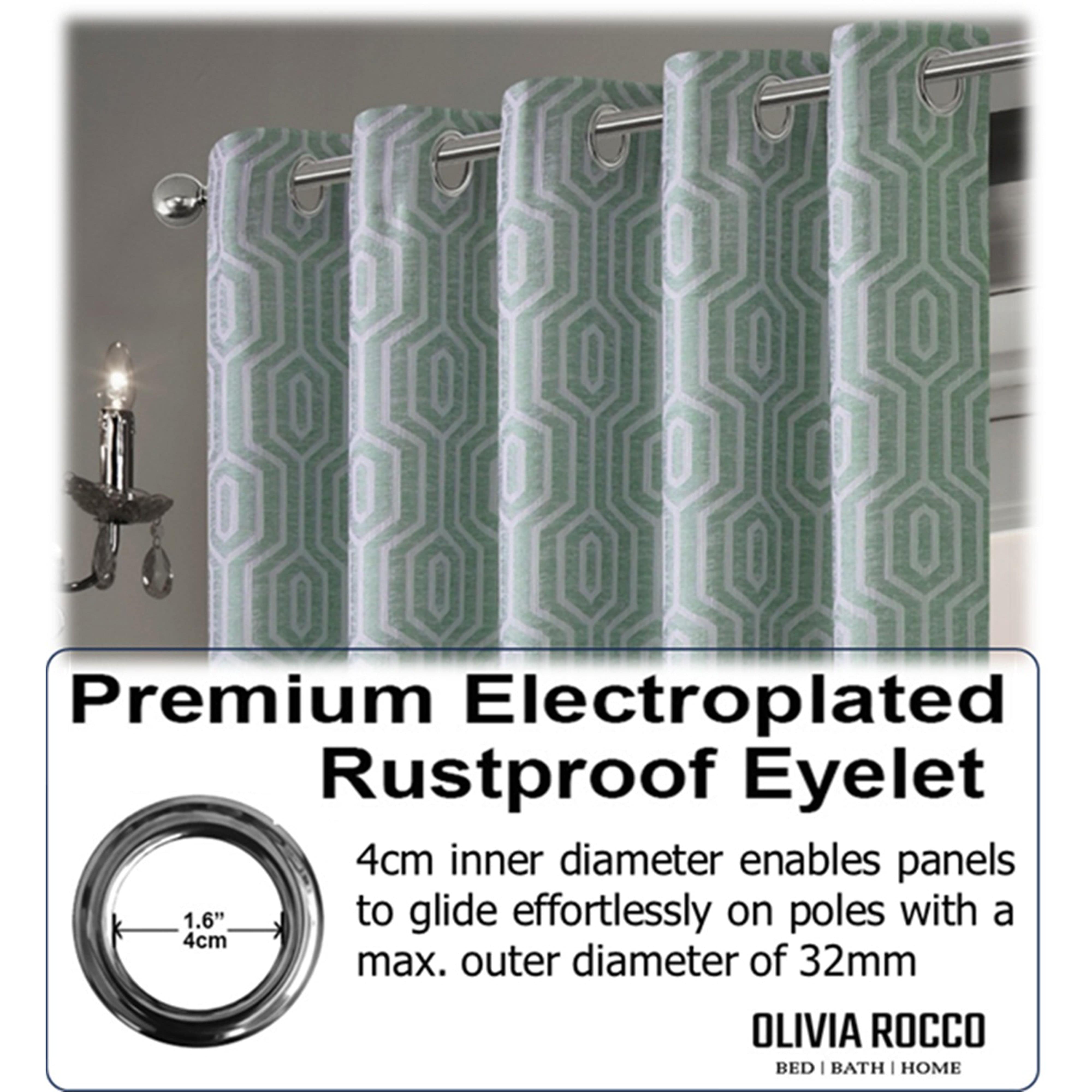 Olivia Rocco Paris Sage Green Jacquard Eyelet Curtains, Pair, Lined
