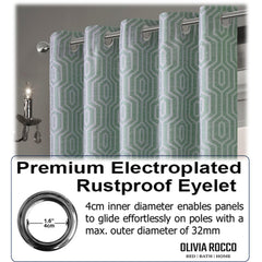 Olivia Rocco Paris Sage Green Jacquard Eyelet Curtains, Pair, Lined