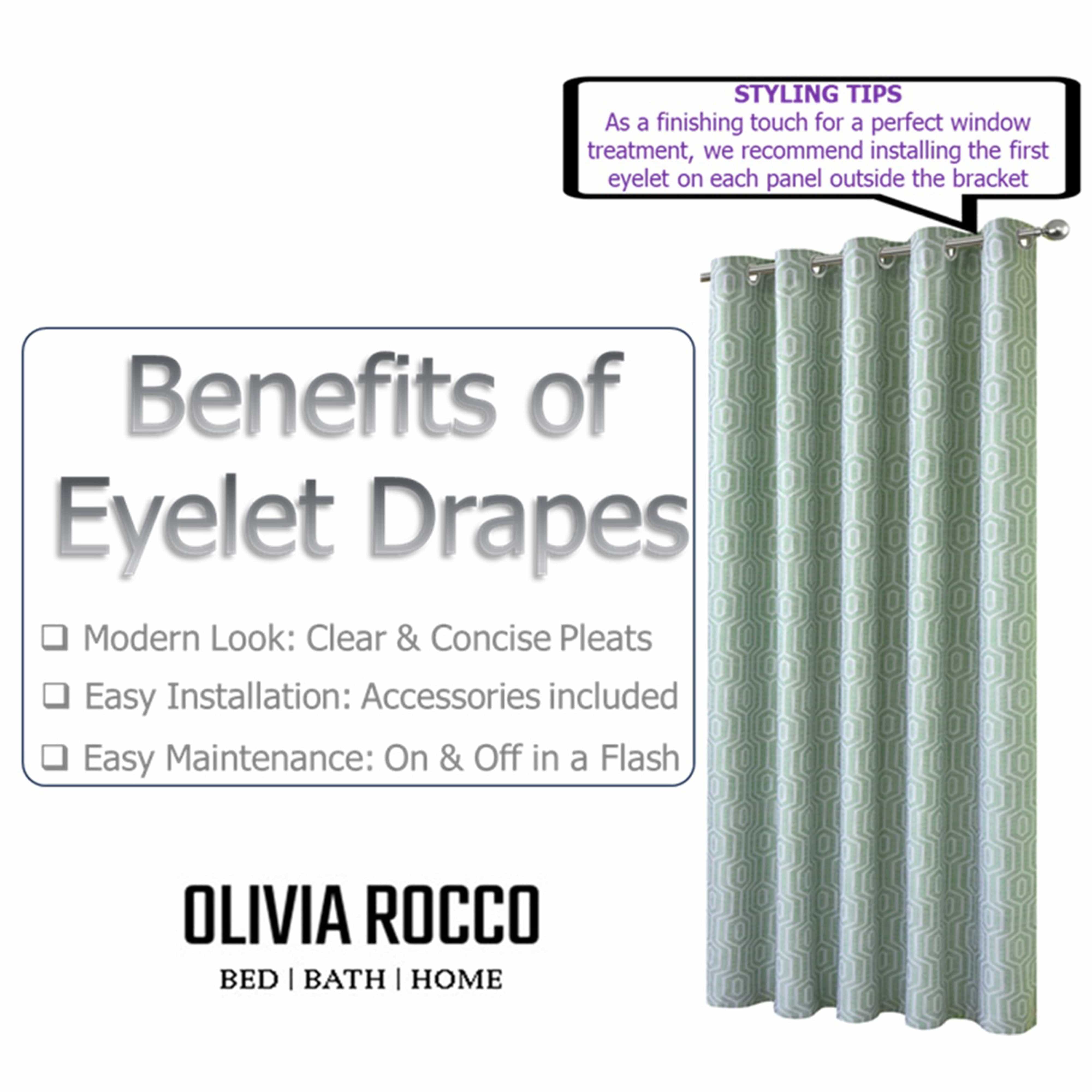 Olivia Rocco Paris Sage Green Jacquard Eyelet Curtains, Pair, Lined