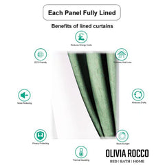 Olivia Rocco Paris Sage Green Jacquard Eyelet Curtains, Pair, Lined