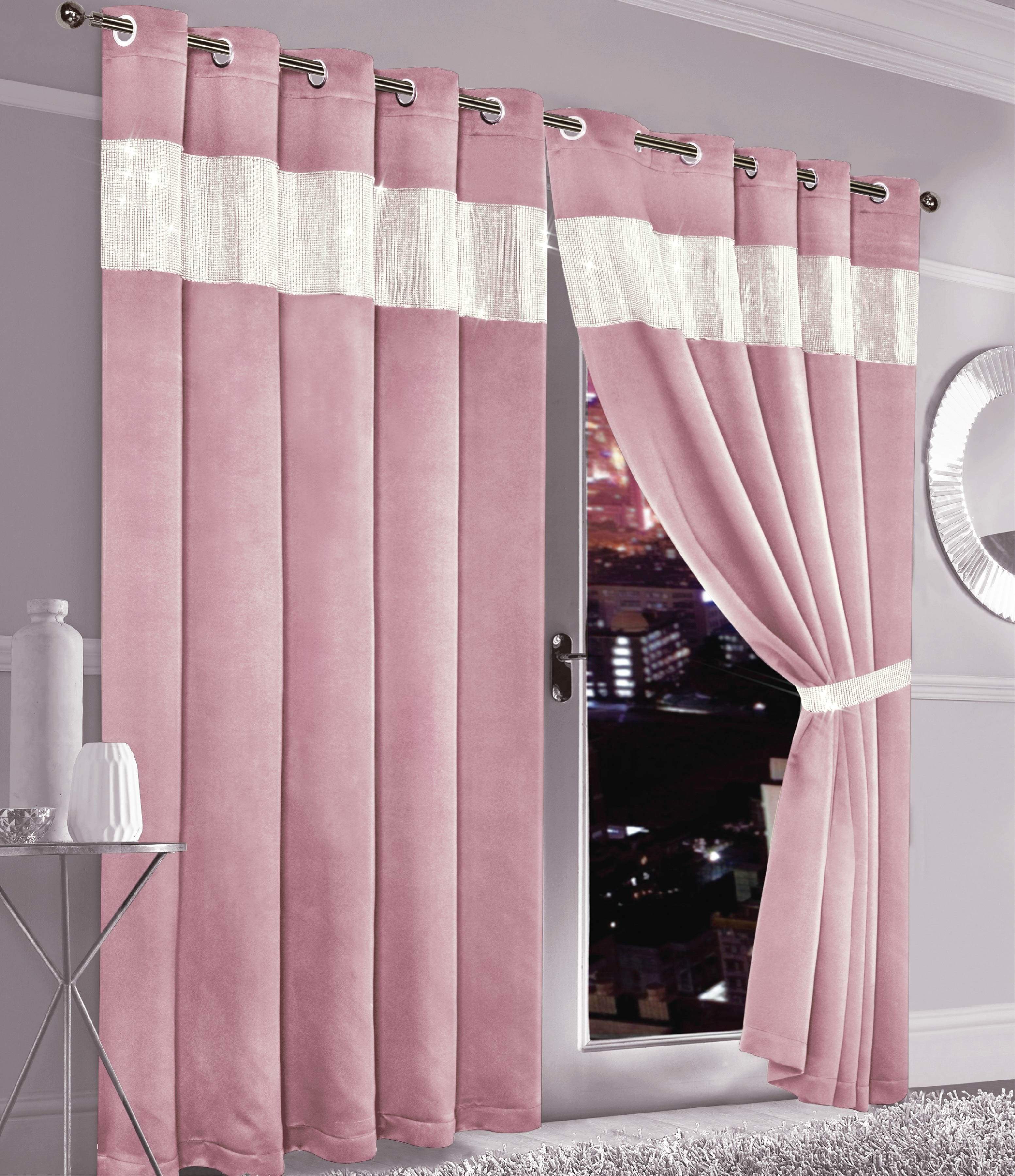 Olivia Rocco Diamante Blackout Eyelet Curtains, Pair with Tiebacks