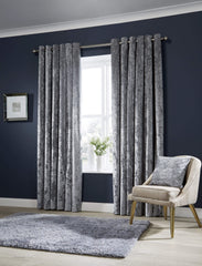 Olivia Rocco Crushed Velvet Eyelet Curtains, Pair with Tiebacks