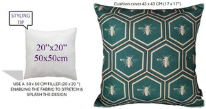 Olivia Rocco Emerald Bees Water-Resistant Cushion Covers, 43 x 43 cm