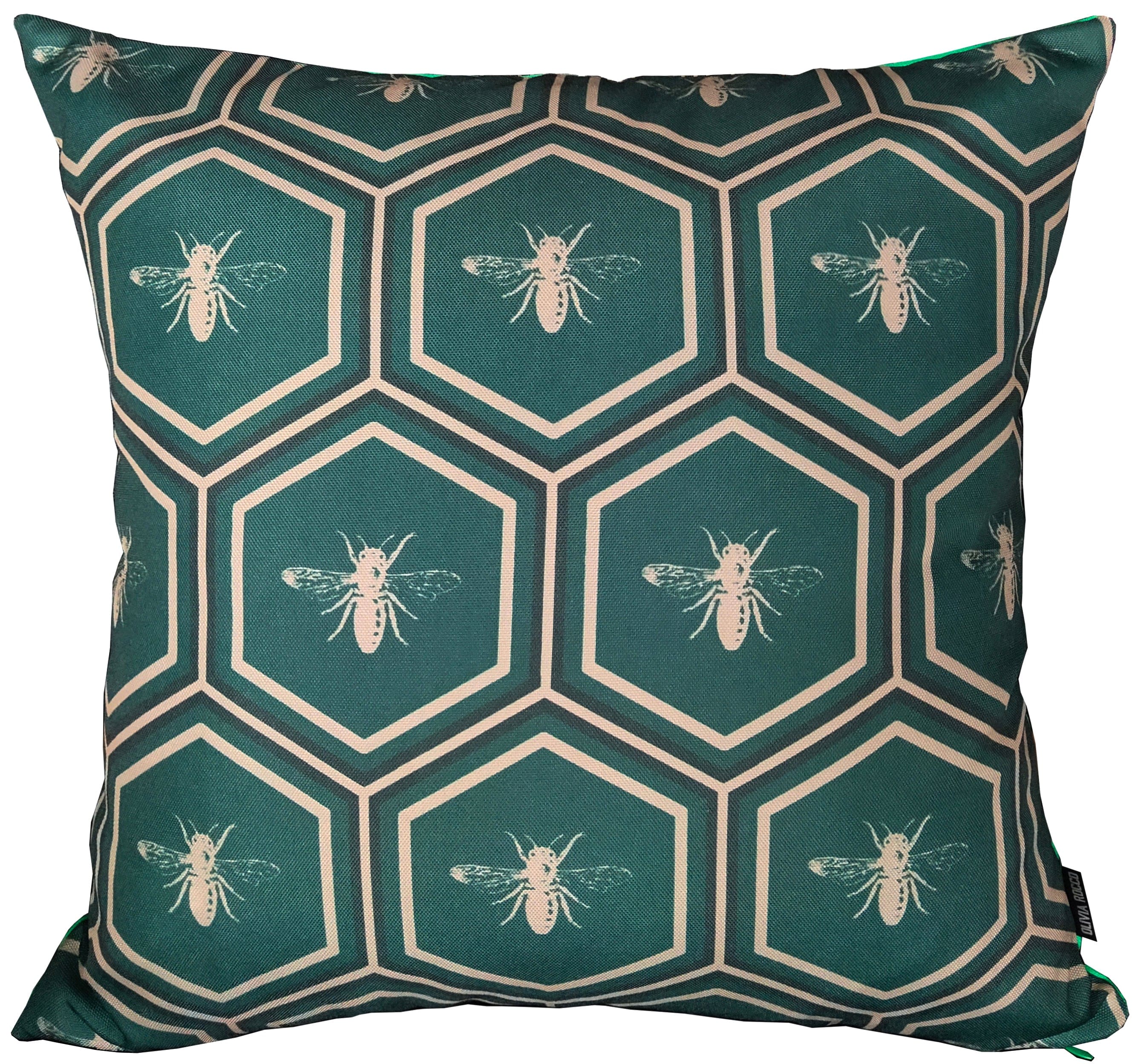 Olivia Rocco Emerald Bees Water-Resistant Cushion Covers, 43 x 43 cm