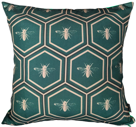 Olivia Rocco Emerald Bees Water-Resistant Cushion Covers, 43 x 43 cm, Emerald Bees