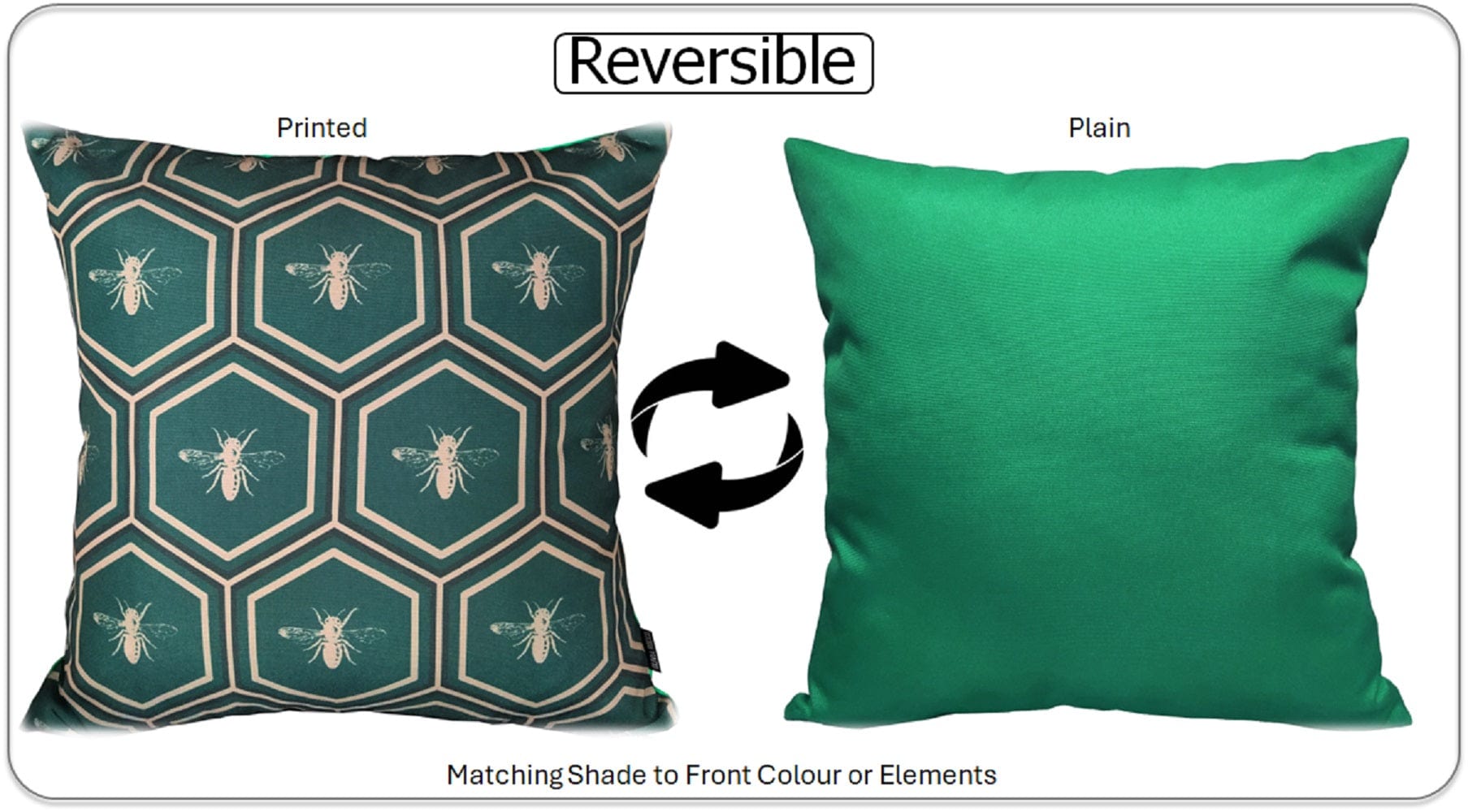 Olivia Rocco Emerald Bees Water-Resistant Cushion Covers, 43 x 43 cm