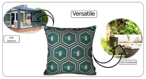 Olivia Rocco Emerald Bees Water-Resistant Cushion Covers, 43 x 43 cm