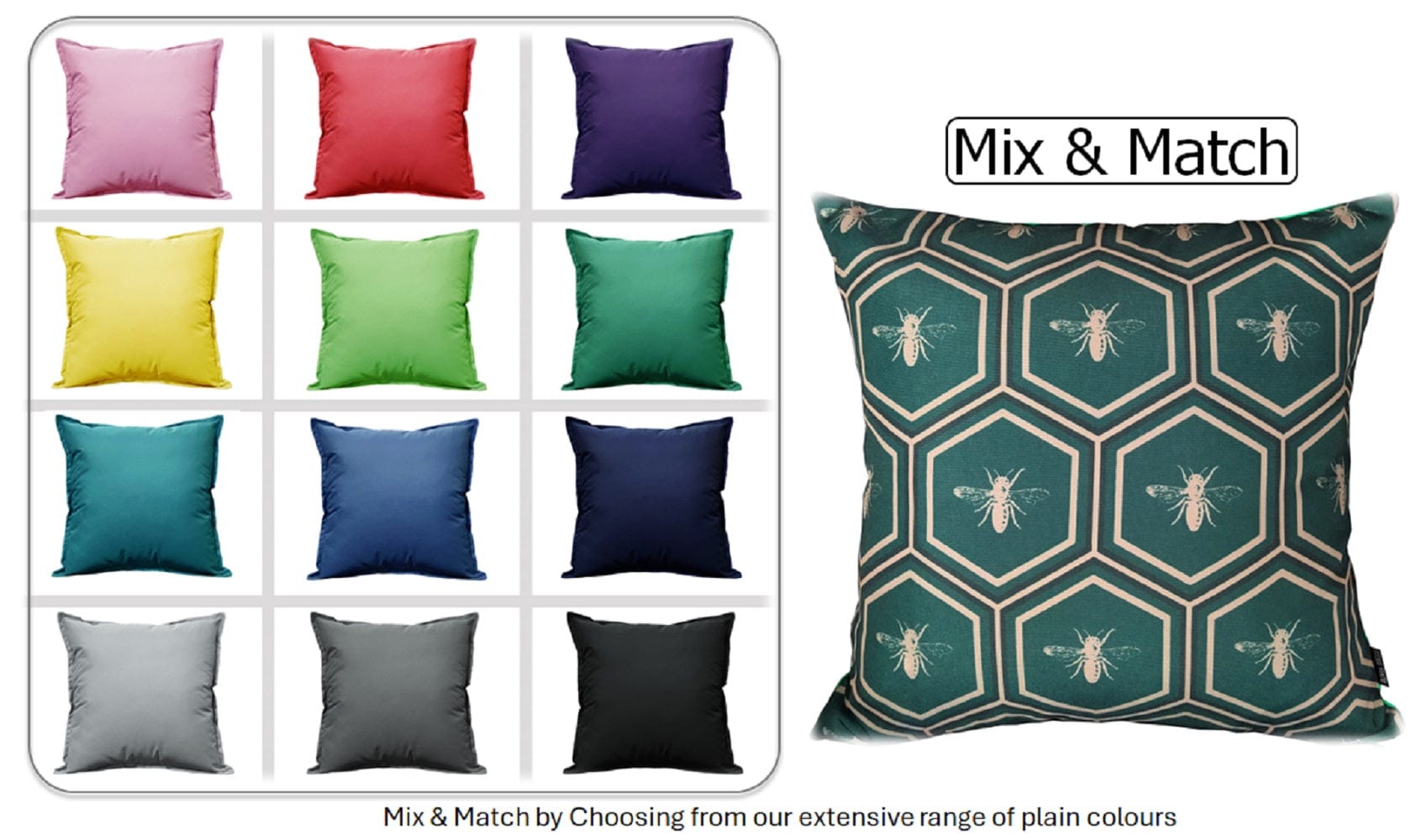 Olivia Rocco Emerald Bees Water-Resistant Cushion Covers, 43 x 43 cm