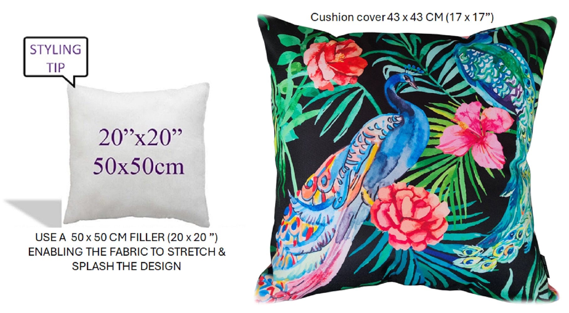 Olivia Rocco Peacock Water-Resistant Cushion Covers, 43 x 43 cm