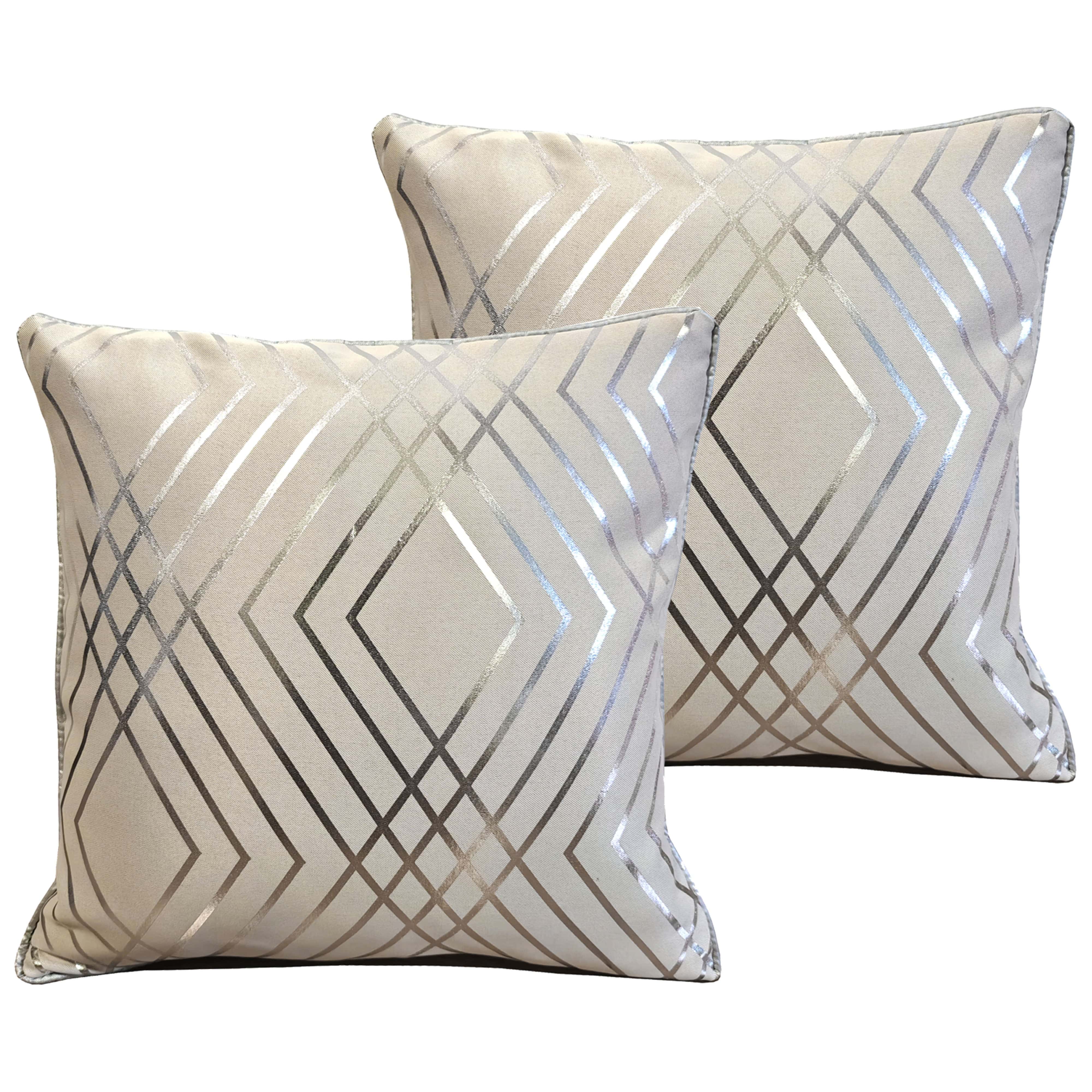 Olivia Rocco Geo Sparkle Cushion Covers, Pack of 2, Natural, 43cm
