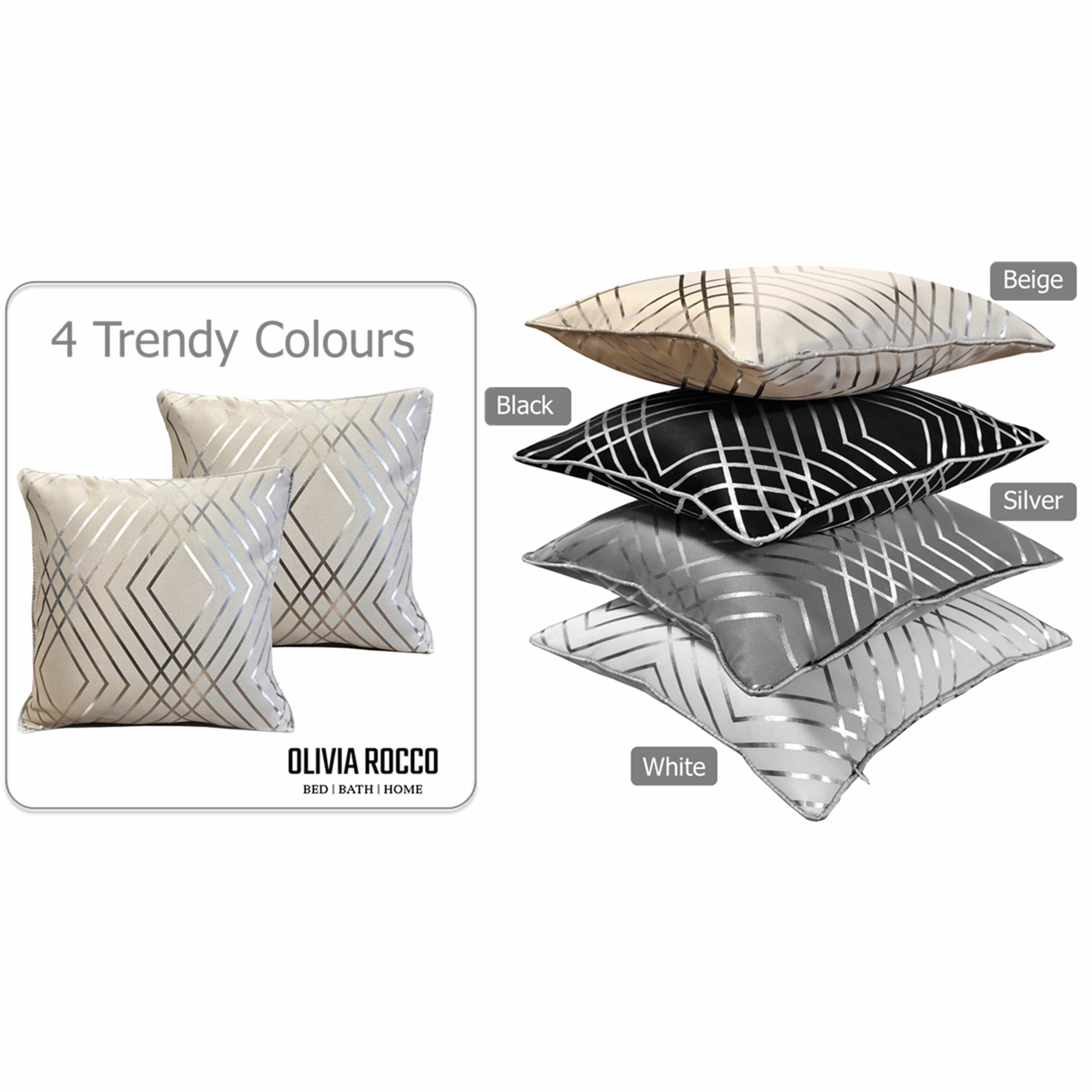 Olivia Rocco Geo Sparkle Cushion Covers, Pack of 2, Natural, 43cm